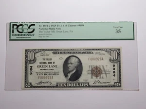 $10 1929 Green Lane Pennsylvania National Currency Bank Note Bill 9084 VF35 PCGS - Picture 1 of 6