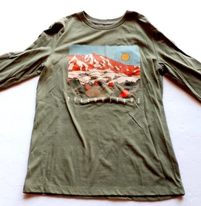 Old Navy Boys T-Shirt Yellowstone Green Long Sleeve Nature Outdoor XL 14-16 - Picture 1 of 12
