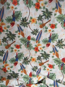 KONA BAY Hawaiian Surf Board Hibiscus Bird Tropical Cotton Fabric SBTYX44 NEW - Picture 1 of 9