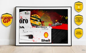 Póster impreso Ayrton Senna Victory McLaren F1 Senna MP4/6 arte digital dibujado a mano - Imagen 1 de 6