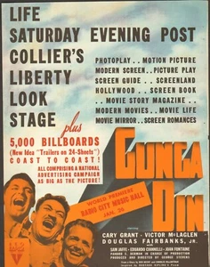 Movie ads 1939-Gunga Din- stars--Cary Grant--Victor McLaglen--Fairbanks------6 - Picture 1 of 2