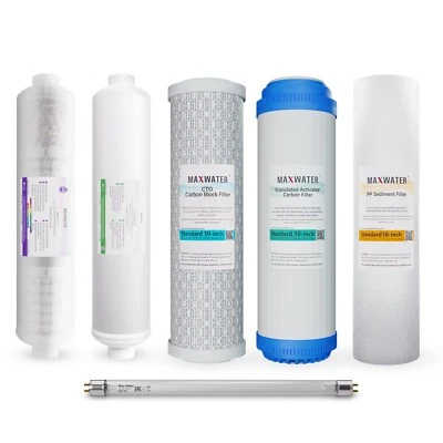 8 Stage Reverse Osmosis System Filter Set, 3 in 1 Alkaline with UV 2 Pins Lamp - Image 1 of 4
