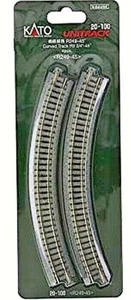 N Scale Kato Unitrack 20-100 Curva 9-3/4" 249 mm Radio Pista (4) piezas - Imagen 1 de 1