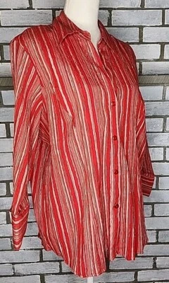 Blusa para mujer Joanna manga 3/4 rayas botones delanteros talla XL multicolor Foto 1 de 4