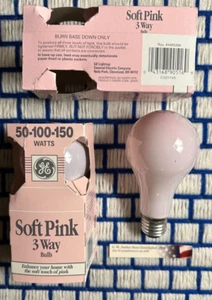 2 new GE SOFT PINK rose 3 way LIGHT BULB 20329 discontinued 50w 100w 150w A21 - Picture 1 of 3