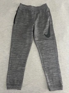 Nike Dri Fit Sweat Pants Joggers Large L Gray Black Swoosh Zip Pockets Stretch - Picture 1 of 16