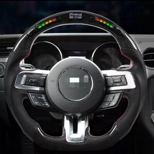 Für 2015-17 Ford Mustang GT LED Display Schaltleuchten Kohlefaser-Lenkrad-Ersatz - Picture 1 of 16