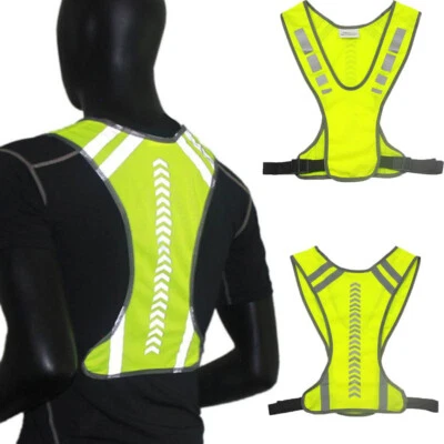 Motorbike Cycle Running HI Vis Yellow Waistcoat Safety Reflective Vest Jacket UK