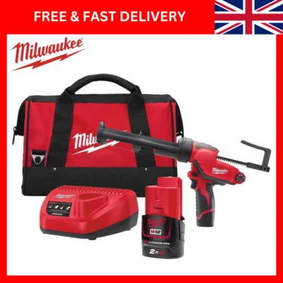 NEW Milwaukee M12 PCG/310C-201B 12v 2.0Ah Li-Ion 310ml Caulking Gun Adhesive Gun - Image 1 of 4