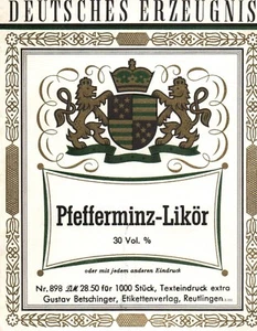 Rare Pfefferminz Peppermint Likor Liquor German Label 30% 1960s - Picture 1 of 3