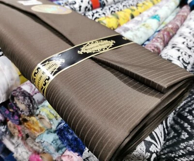 NUEVO Premium CALIDAD PG 250s MEZCLA LANA RAYAS CUNA/TELA PARA HOMBRE 58"w Foto 1 de 4