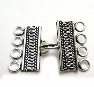 2 SET 40X22MM TOGGLE CLASP 4 STRAND OXIDIZED STERLING SILVER PLATED 533 ETL-44 - Picture 1 of 3