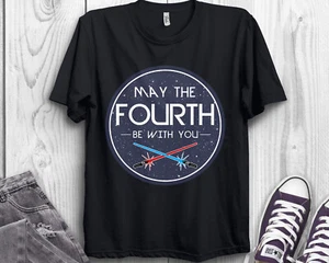 Star Wars May The Fourth Be With You Lightsaber Unisex Adult T-shirt Kid Tee - Picture 1 of 5