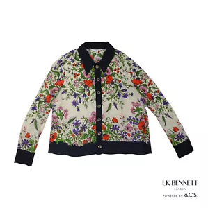 LK BennettUK Size 16 Ernst Cream Poppy Print Silk-Blend Shirt - Picture 1 of 8
