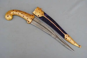 Rare Indian mughal Islamic wootz ruby jewelled gold tombak Knife khanjar dagger - Picture 1 of 12