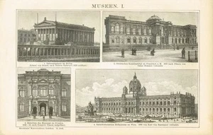 Tablero ARQUITECTURA/MUSEO/GALERÍA NACIONAL/ESTALLAS / SEMPER 1894 grabado en madera original - Imagen 1 de 1