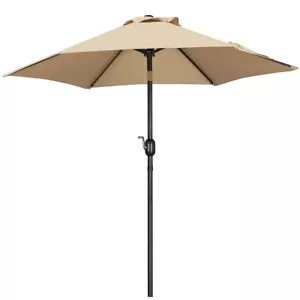 Tan 7.5 ft Patio Umbrella Market Table Umbrella Outdoor w/Push Button Tilt - Picture 1 of 12