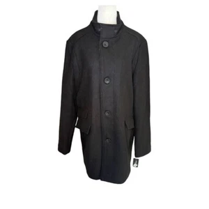 Kenneth Cole New York Wool Blend Topcoat Modern Overcoat Jacket Black Size Large - Picture 1 of 7