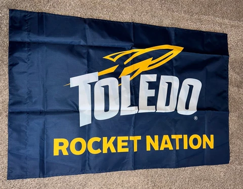 University of Toledo Rocket Flag  lRicket Nation Large 36x23” Double Sided blue Cover