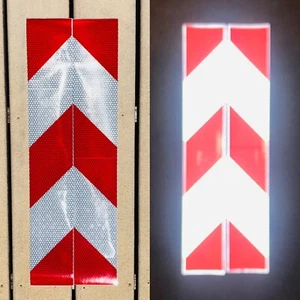 Vertical White & Red Reflective Chevron Panel (Multiple Sizes) Decal Safety Tape - Picture 1 of 10