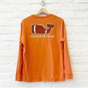 Vineyard Vines || Football Whale Long Sleeve Crewneck Tee Orange XL - Picture 1 of 7