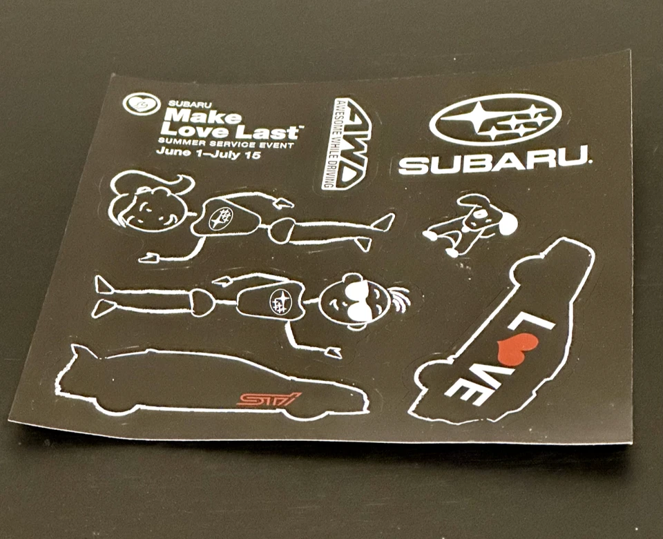 Subaru Dealer Marketing Material "Make Love Last" Event Customer Gift 7 Stickers - Image 1 of 1