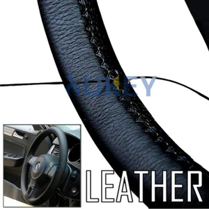 Ø37-39cm Lenkradbezug Lenkradschoner Lenkradhülle Echtes Leder Schwarz Auto PKW  - Bild 1 von 9