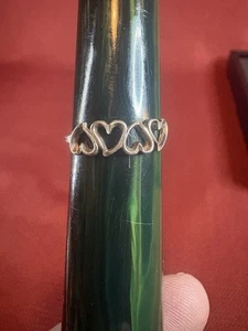 Vintage Sterling Silber Ring Band mit offenem Herz 925 Größe 7 - Bild 1 von 10