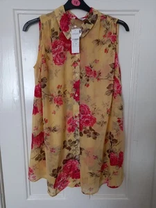 BNWT - Yours Curve Yellow floral print sleeveless swing tunic blouse, size 18 - Picture 1 of 3
