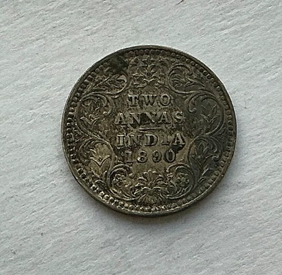 1890 Two Annas B Incuse Type B Bust, Type II Reverse. KM #488 - Image 1 of 2