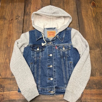 Levi Strauss Co Denim Trucker Chaqueta con Capucha Gris Combo, Para Mujer XS Foto 1 de 4