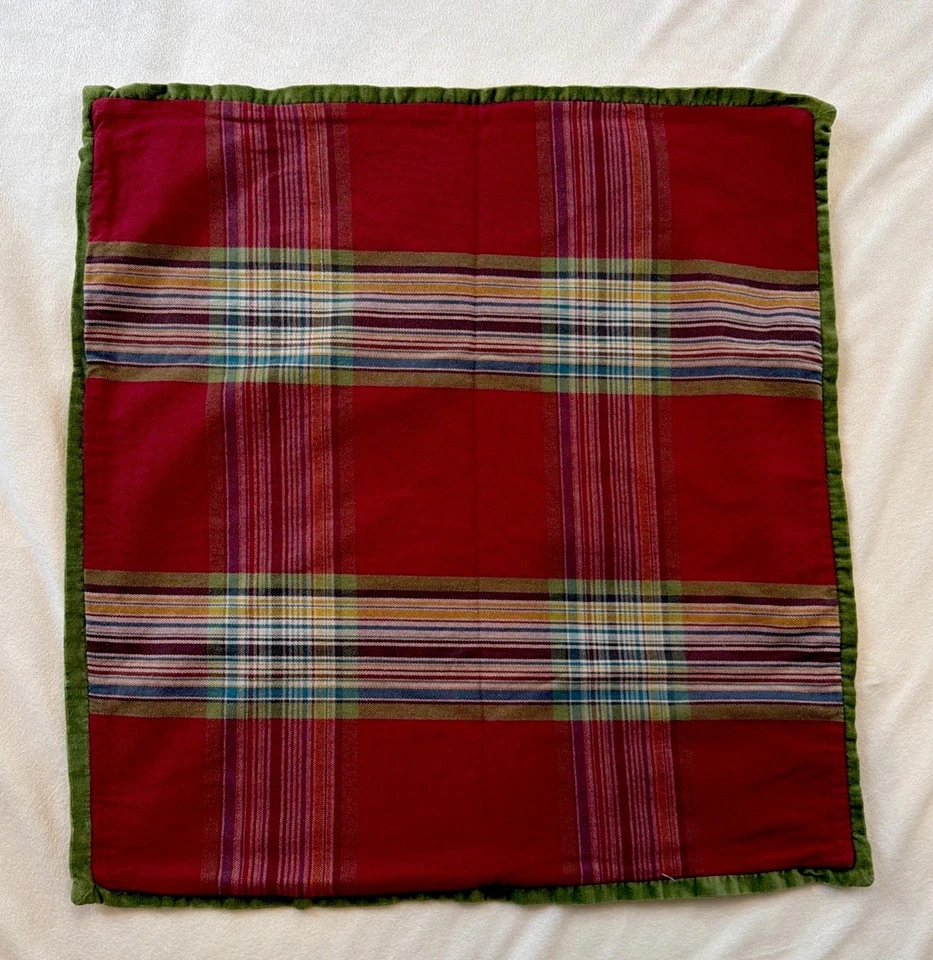 Funda de Almohada Pottery Barn Cuadros 24" X 24" Terciopelo Cierre de Cremallera Trasera Foto 1 de 4