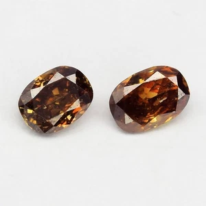 💎 Pair 2p/0.27ct Oval Natural Untreated Fancy Deep Red Orange Brown Diamond VS2 - Bild 1 von 4