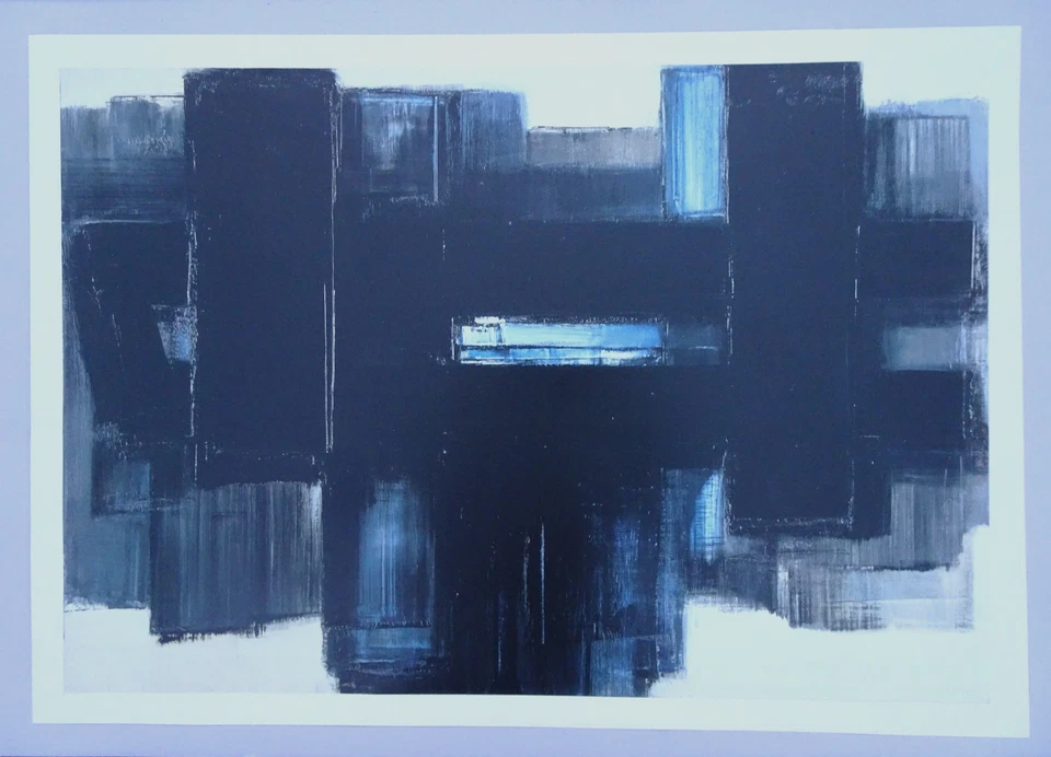 Grande affiche Pierre Soulages (1919-2022) - Impression d'art abstrait - 1958 - Photo 1/4