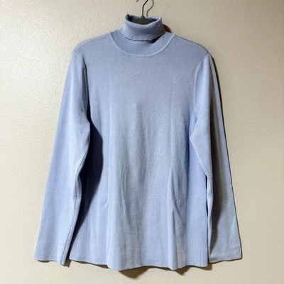 Suéter Pullover Chico’s Mujer Talla 3 Azul Claro Cuello Alto Manga Larga  Foto 1 de 4