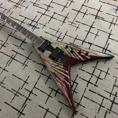 NEW FLYING V ELECTRIC GUITAR 6 STRING Strings-Thru-body EMG pickup US - Image 1 of 4