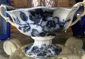 Antique Victorian 1800s Ironstone Compote Althea Flow Blue 14 X 10 X 7 STUNNING - Picture 1 of 13