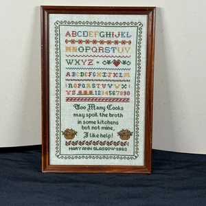 Vintage Needlepoint Alphabet Numbers Too Many Cooks May Spoil The Broth 1983 - Picture 1 of 5