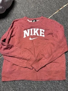 Nike Logo Crewneck Long Sleeve Pullover Sweatshirt Women's Size M Excellent - Picture 1 of 1