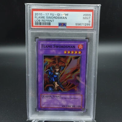 PSA 9 YU-GI-OH! Legend Blue Eyes White Dragon Flame Swordsman Reprint #LOB-003 - Image 1 of 2