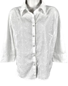 Lemon Grass Studio Women's White Glimmering Top Long Sleeve Size Petite Large - Picture 1 of 4