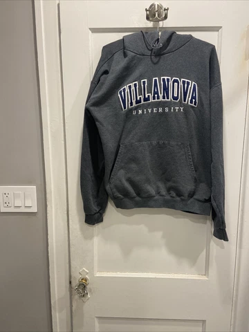 Villanova Wildcats Adult Gray Blue hooded embroidered Sweatshirt Champion Mens L Cover