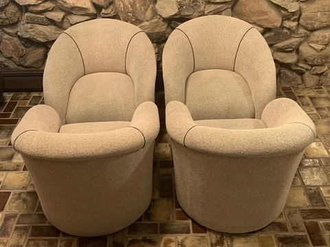 J Robert Scott Sally Sirkin Lewis Deco Wilshire Club Chairs Leather Kobe Knit Cover
