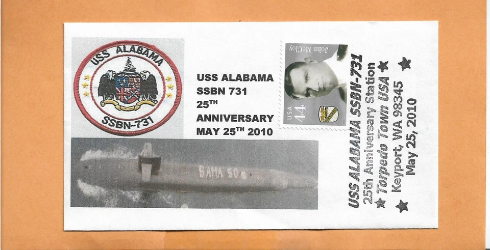 U.S.S. ALABAMA 25th ANNIVERSARY MAY 25,2010 NAVAL COVER - Image 1 of 1