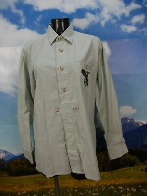 Gr.L Trachtenhemd Hemd Jupiter grün Baumwolle Polyester Wander Stickerei TH1309 - Bild 1 von 3