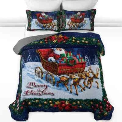 Juego de cama edredón trineo de Papá Noel personalizado, funda de almohada edredón de Navidad Foto 1 de 3