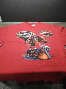Apeks made in USA men's Native War Paint Indian Buffalo Bears T Shirt. Size XXL - Picture 1 of 4