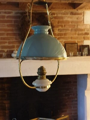 Exceptionnelle Ancienne Suspension pétrole Opaline - Photo 1/4