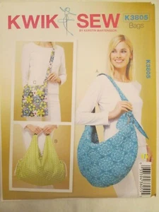 Kwik Sew 3805 Lined Metro Bags Purses Totes Handbags Shoulder Bags Pattern Uncut - Picture 1 of 2