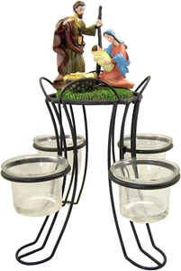 Holy Family Nativity of Christ Advent Wreath Candle Holder Christmas Centerpiece - Picture 1 of 1